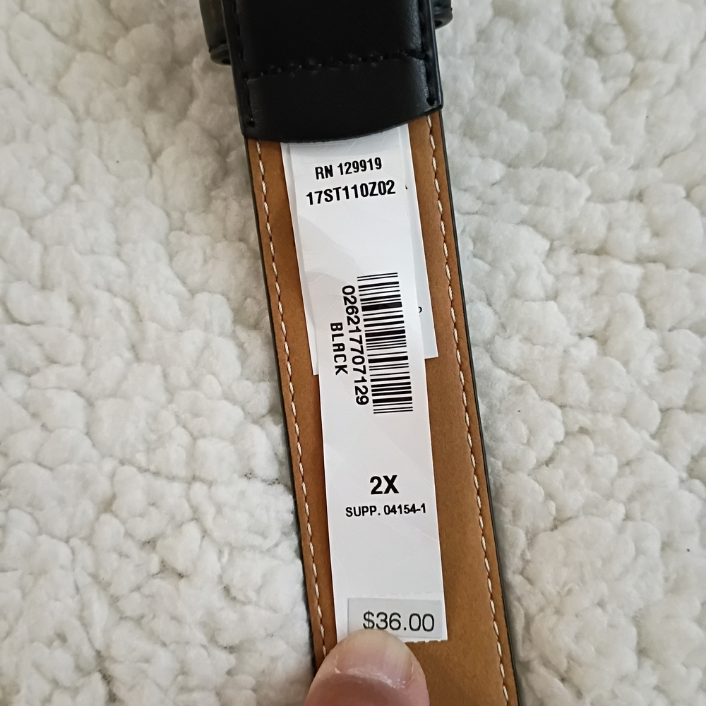 Stafford Big & Tall Black Tan Faux Leather Belt - Picture 3 of 4